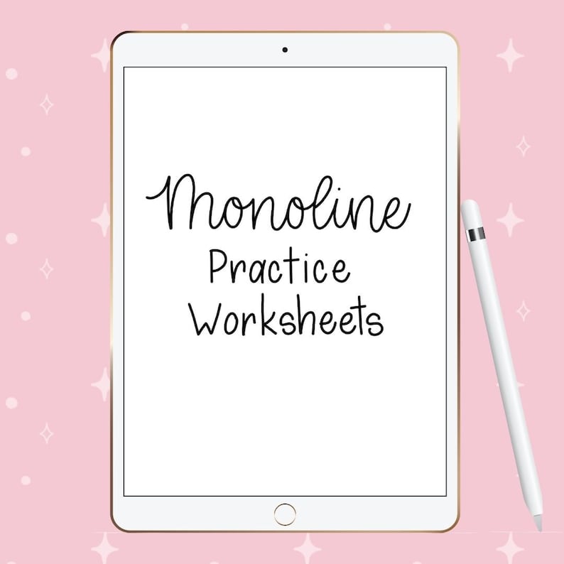 Monoline Hand Lettering Practice Sheets, Monoline Modern Calligraphy Worksheets, Hand Lettering Practice Printable, Instant Download image 1