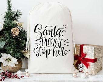 Santa Please Stop Here Hand Lettered SVG | SVG | Cut File | Craft File |  Silhouette Files| Cricut Files | Christmas SVG | Clipart