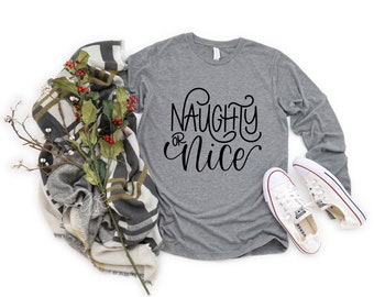 Naughty or Nice Hand Lettered SVG | Naughty or Nice | Cut File | Craft File |  Silhouette Files | Cricut Files | Christmas SVG | Clipart