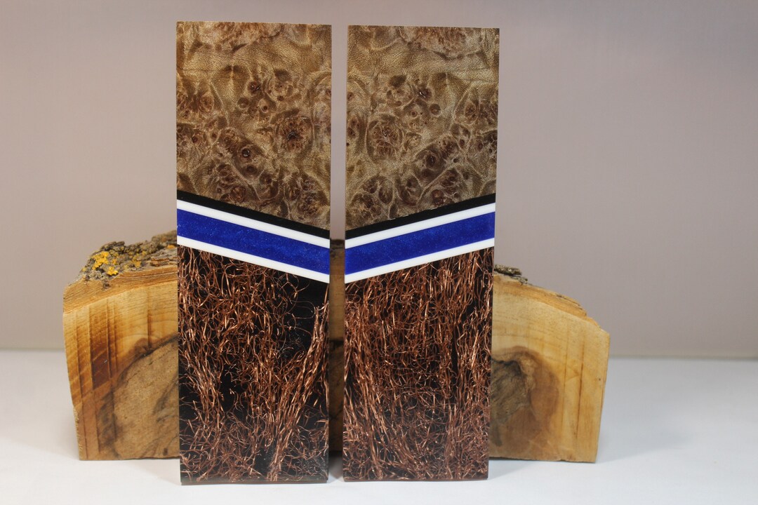 Stabilized Segmented Maple Knife Scales Handle Material 4743 2 Piece