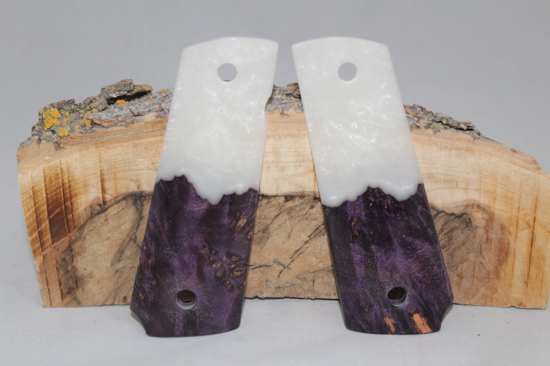 4 1911 Full Size Pistol Grips Dyed Stabilized Maple Pearl Composite