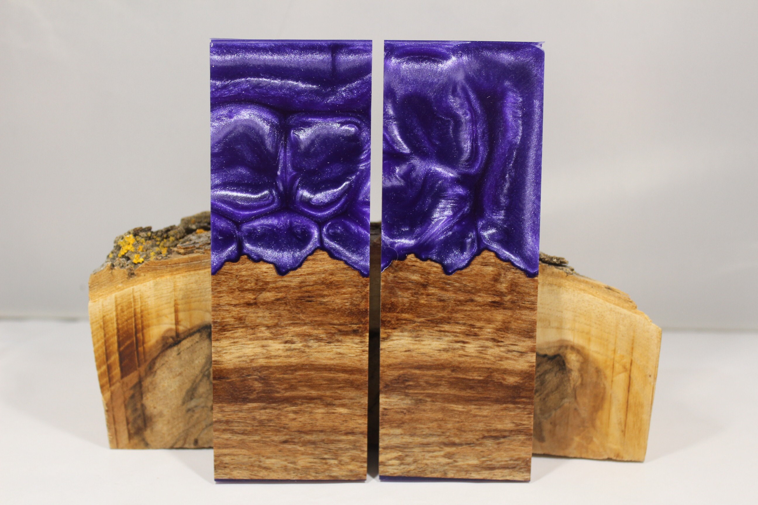 2 pcs Hybrid Stabilized Maple Purple Composite Knife Scales Etsy