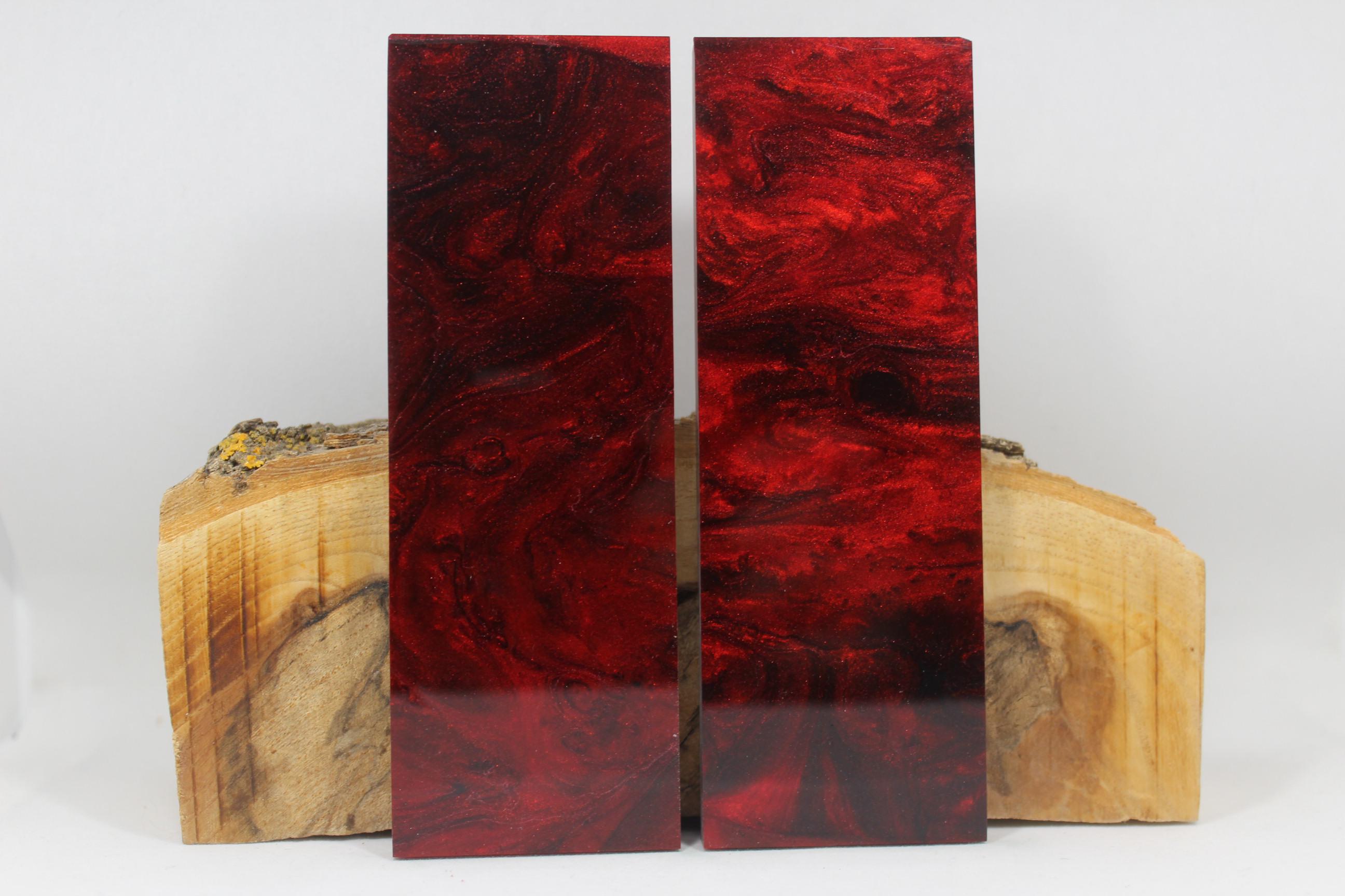 2 Pcs Red and Black Composite Knife Scales (840)