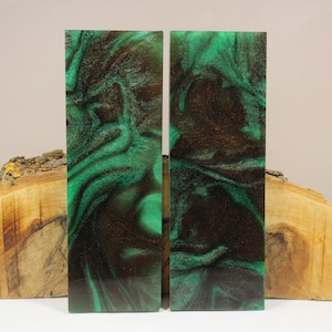 2 Pcs Green and Brown Composite Knife Scales (960A)
