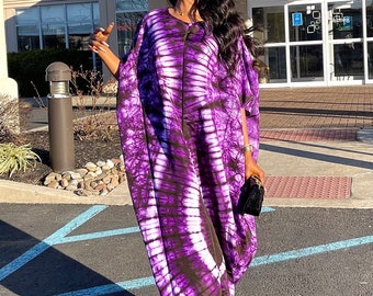 OLORI Adire, Tie & Dye, Silk Maxi Dress, Adire dress, Adire bubu, African adire dress, African Kaftan, African plus size, Long caftan dress