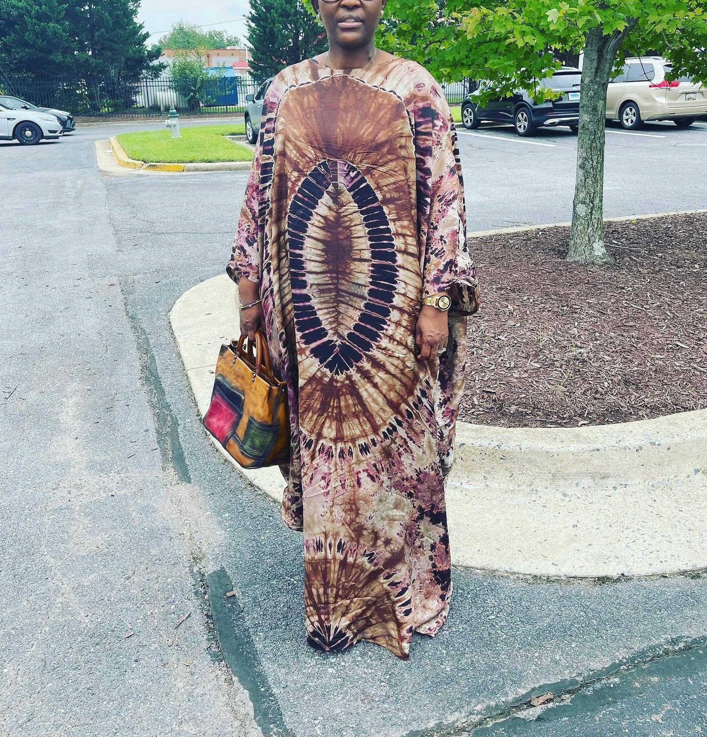 Adunni layered maxi dress- circle print Adire main image 1