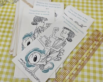 Busy Housewife Greeting Cards Assortment 4 styles 7 cards & envelopes - see photos and description for details
