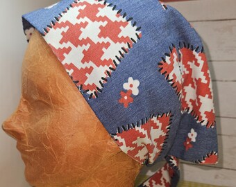 Vintage 70s/80s Cotton Head Scarf – Garden Hair Cover   see photos and description for details