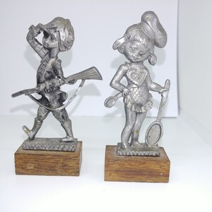 Baker or Rifle girl - Choose Metal Girl Figure - no markings on a wood base