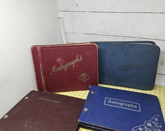 Libro de autógrafos de tapa dura con autógrafos en la portada, 6x5 pulgadas, encuadernado (usado o nuevo). Consulte las fotos y la descripción para obtener más detalles.