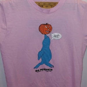 Vintage Rare Pink XL Frank Zappa Band 818 t-shirt Seal with Pumpkin Barfko Swill 1986
