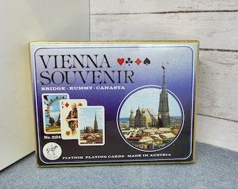 Juego de naipes de recuerdo de Viena (2 barajas) Platnik Vintage NOS, nuevo paquete sellado (ver descripción)