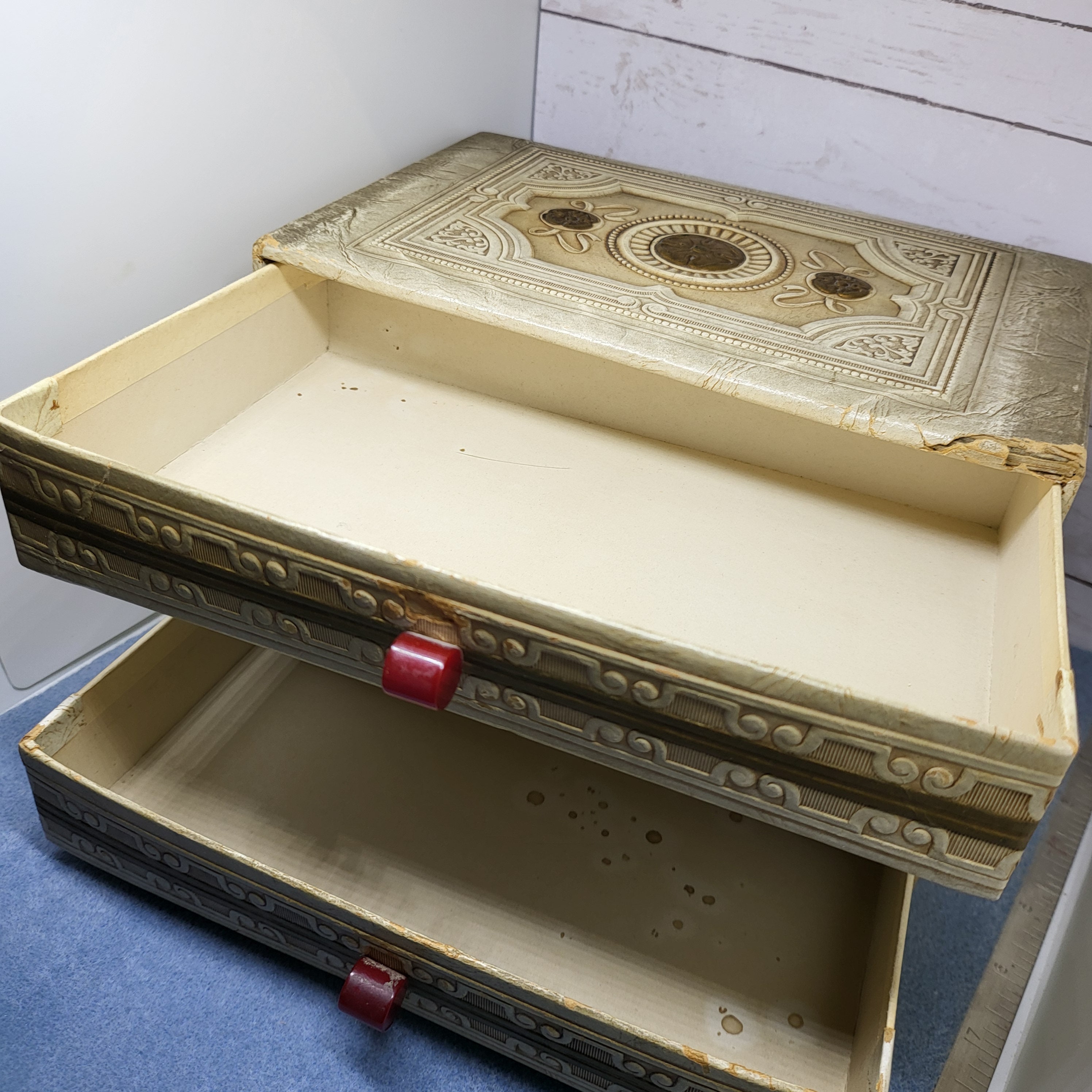 Vintage Stationery Box Durand Art Deco Lots of Age Worn Corners See