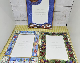 Tarjetas navideñas con inserto de foto de 4x6 pulgadas 'Set F' - 6 tarjetas y SIN sobres; todas con la etiqueta "TEXTO DE LA TARJETA FOTOGRÁFICA" visible - ver descripción y detalles de la foto