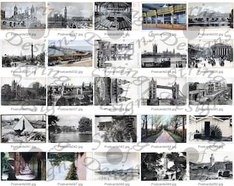 Vintage Postcard Fronts Printable Pack 2 - Tarjetas en color y en blanco y negro
