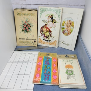 Bridge score pads - Choose -listed in order of appearance - see photos and description
