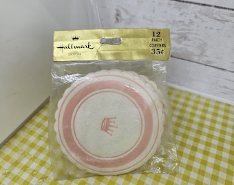 Paquete de posavasos Pink Crown de papel fino estilo retro (un paquete completo por pedido). Consulte la descripción y las fotos para obtener más detalles.