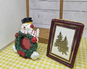 Marco de fotos de mesa - Elija muñeco de nieve o árboles - vea las fotos y la descripción para obtener detalles y medidas exactas