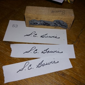 S.C. Bowie Metal Block Signature Stamp