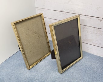 3.5x5 Gold Stamped Metal Vintage Frames -choose frame one has blemishes -see description for details including exact measurements