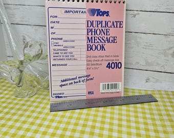 Bloc de mensajes de Tops Phone con página duplicada con copia carbón en amarillo