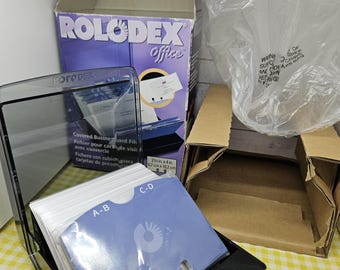 Rolodex card file with alphabet dividers and blank rolodex cards new in box-box scuffed- for paper crafts 4 x 2 5/8"