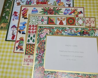4x6 Photo insert Christmas Cards 'Set B'- 4 or 5 cards NO envelopes; all stickered display "PHOTOCARD TEXT" -see description & photo detail