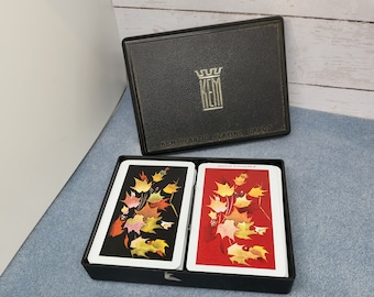 KEM Maple Playing Cards 2 Decks Standard plasticized paper- See Photos and Description for details