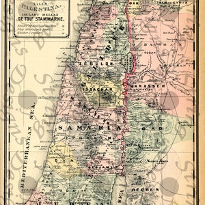 1889 Deutsche Bibel Digital Printables - Karte vom Gelobten Land