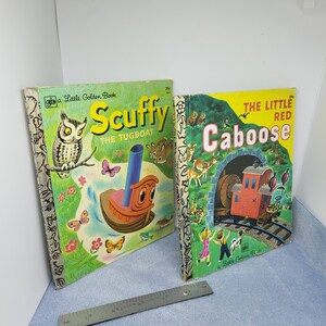 Golden Books - Scuffy the Tugboat or The Little Red Caboose - See photos and description for details