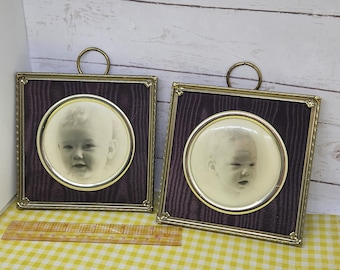 Marco de madera detallado en dorado y verde de 2x3 pulgadas - opción de soporte vertical o para colgar, pequeñas imperfecciones y arañazos, ver descripción y fotos para más detalles.