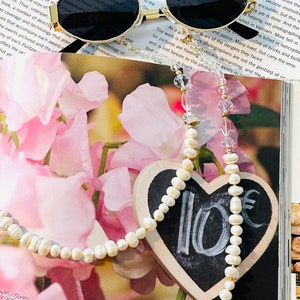 Handmade Pearl Eyeglass Chain | Beaded Glasses Holder | Boho Coastal Eyewear Accessory