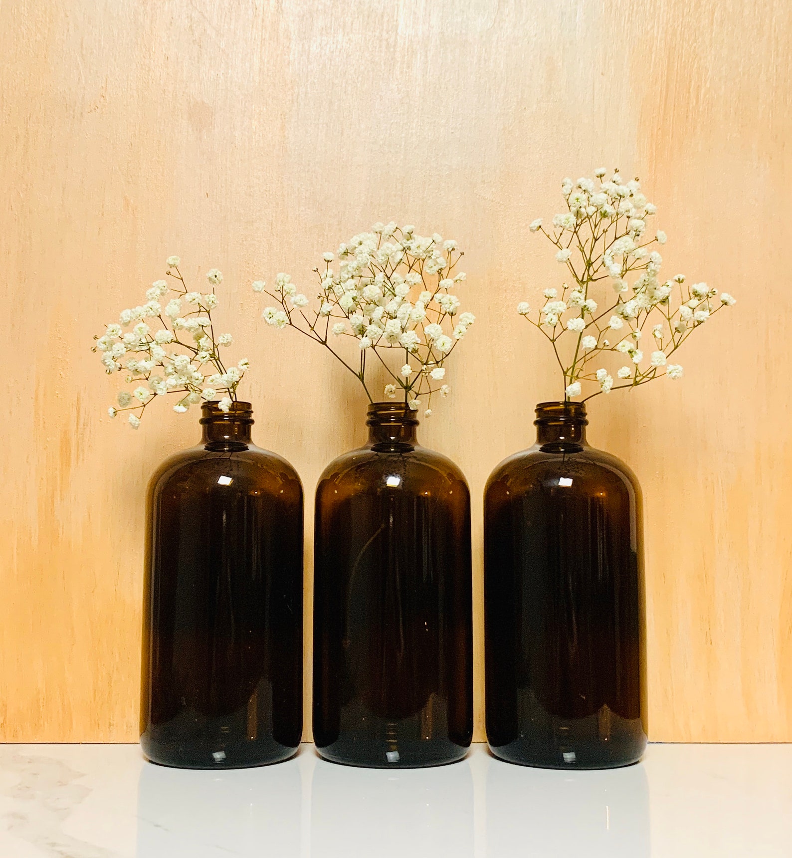 Vintage Amber Brown Bottle vases set of 3. Brown glass Etsy