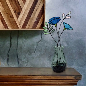 Stained Glass Flowers, Everlasting Flowers, Floral Stems, stained glass, bouquet, floral decor, wildflower, stained glass art, glass flower