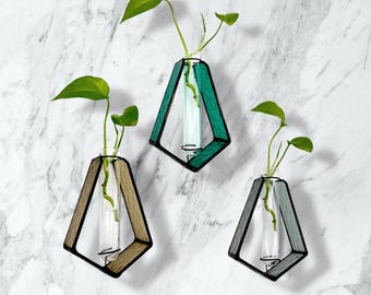 Stained Glass Plant propagation Holder: Handmade Wall Decor, stained glass, plant propagation, wall plant propagation