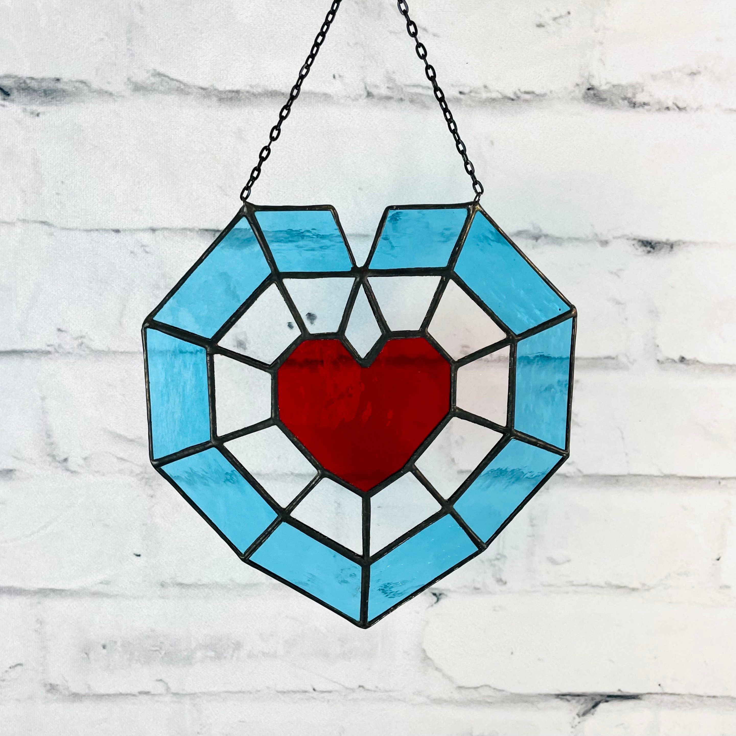 Zelda Heart Container Stained Glass Suncatcher, Gamer Decor - Etsy