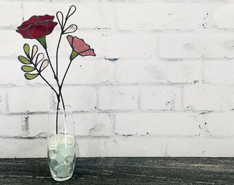 Stained Glass Flowers, Everlasting Flowers, Floral Stems, stained glass, bouquet, floral decor, wildflower, stained glass art, glass flower