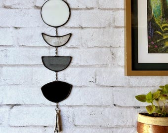 Stained Glass Moon Phases Wall Hanging, Wiccan Altar Decor