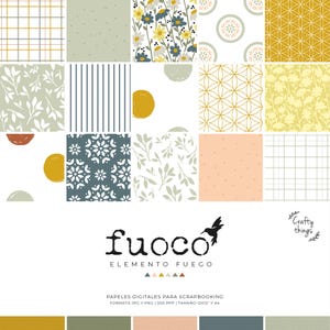 FUOCO, Digitale Collectie, Digitaal scrapbookpapier, printbare kit, digitale scrapbookkaartenset, hobby, knutselen