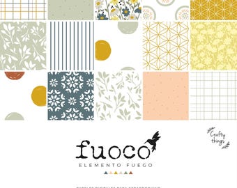 FUOCO, Digital Collection, Digital Scrapbooking Paper, Printable Kit, Digital Scrapbooking Cardmaking Kit, Hobby, Crafts