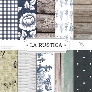 LA RUSTICA, digitale papieren voor scrapbooking, digitale papieren, afdrukbare kit, digitale scrapbookingkit, elegante papieren