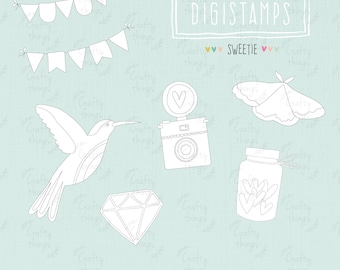 DIGISTAMPS SWEETIE, sellos digitales scrapbooking, digital clear stamps, digistamps imprimibles, san velentin