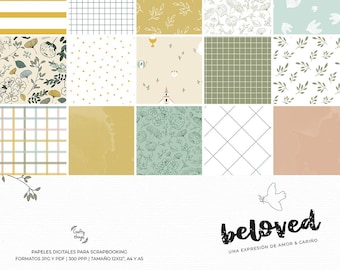 BELOVED, Digital Collection, Digital scrapbooking paper, printable, scrapbooking cardmaking, hobby, crafts, first communion, baptism