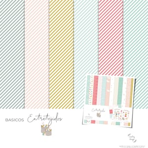 LINHAS BÁSICAS Papéis digitais entrelaçados para scrapbooking, papéis digitais, kit para impressão, kit para scrapbooking digital, papéis pontilhados