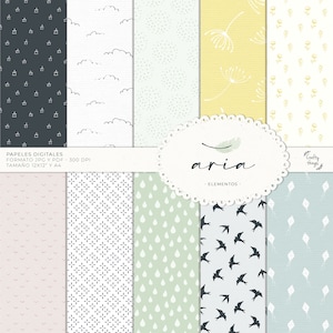 ARIA Kit, Digital Collection, Digital scrapbooking paper, printable kit, digital scrapbooking kit air, natural elements