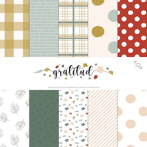GRATITUDE Kit, digitale collectie, digitaal scrapbookpapier, printbare kit, digitale Thanksgiving scrapbookkit, Thanksgiving
