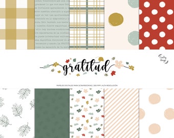 Gratitude Kit, Digital Collection, Digital Scrapbooking Paper, Printable Kit, Thanksgiving Digital Scrapbooking Kit