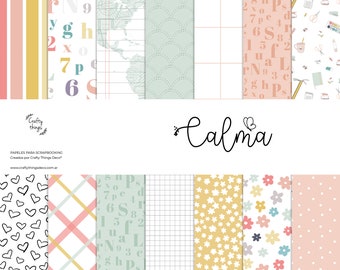 CALMA Kit, digital papers on scrapbooking theme, printable kit, digital kit, cardmaking, hobby, crafts