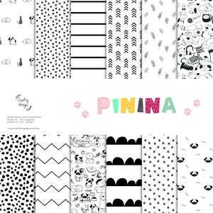 PININA、スクラップブッキング用デジタル ペーパー、デジタル ペーパー、印刷可能キット、デジタル スクラップブッキング キット、ペット、犬、猫