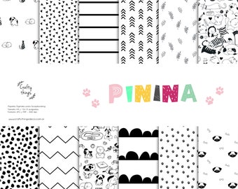 PININA, digital papers for scrapbooking, printable kit, digital scrapbooking kit, pets, dogs and cats